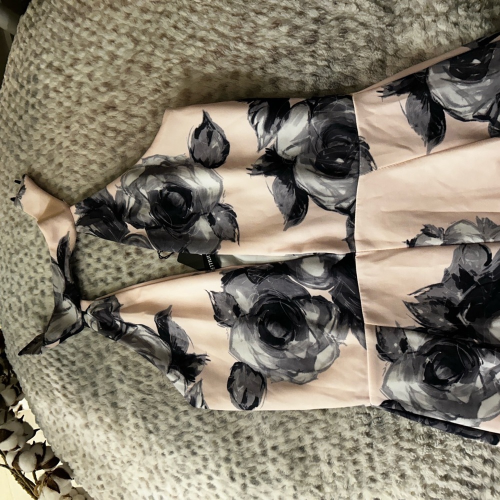 Floral Sleeveless Dress - Pink and Black